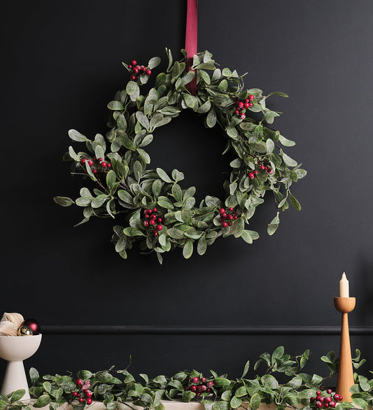 Artificial Red Berry & Eucalyptus Wreath